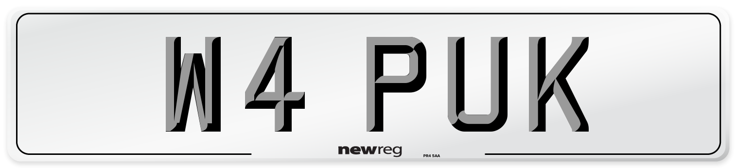 W4 PUK Number Plate from New Reg